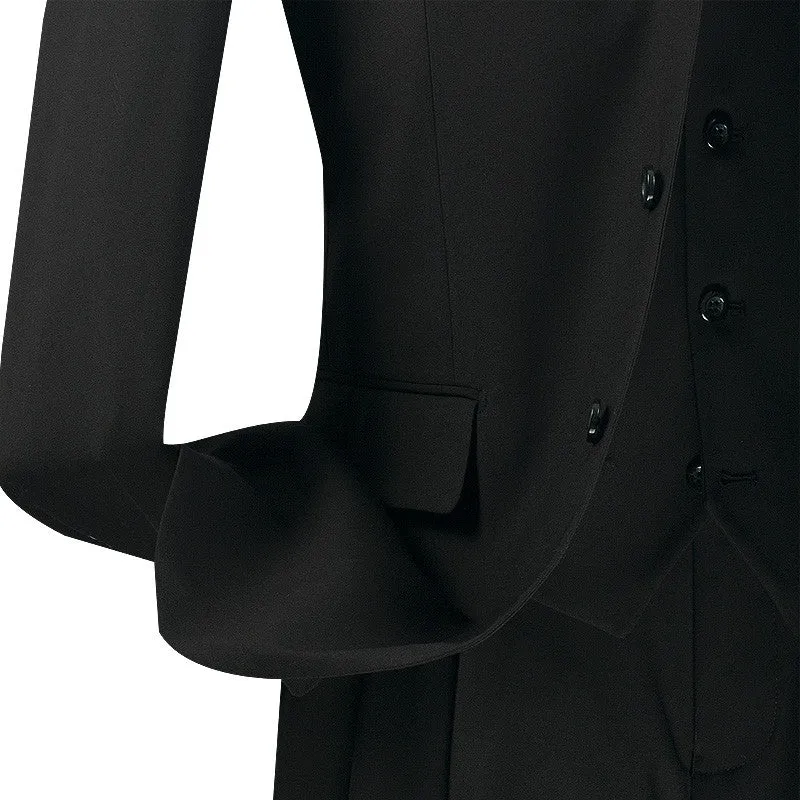 (36S) Regular Fit Men's Suit 3 Button 3 Piece Black
