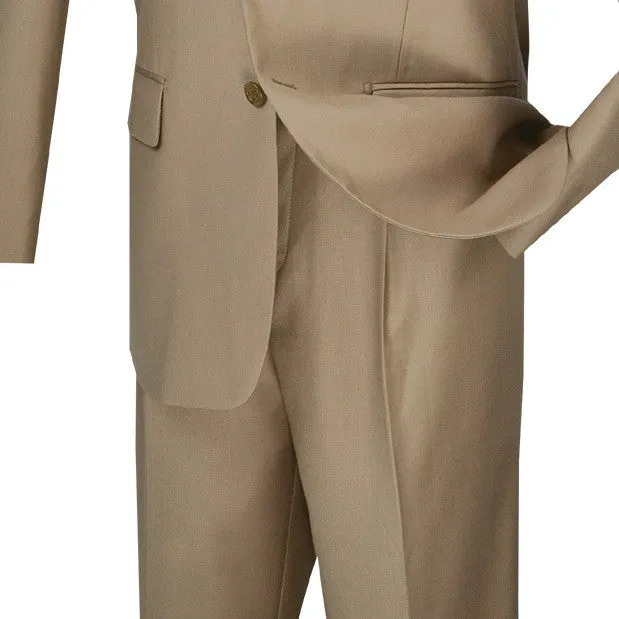 (40S) Regular Fit Suit 2 Button 2 Piece in Khaki