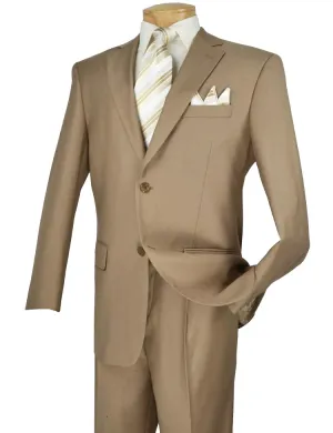 (40S) Regular Fit Suit 2 Button 2 Piece in Khaki