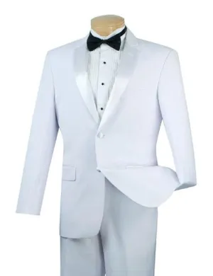 (50R) Regular Fit Satin Lapel 2 Piece Tuxedo in White