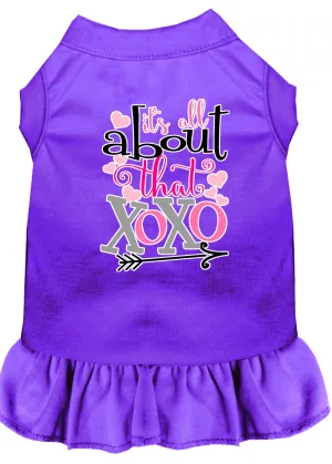 All About The Xoxo Screen Print Dog Dress Purple Lg