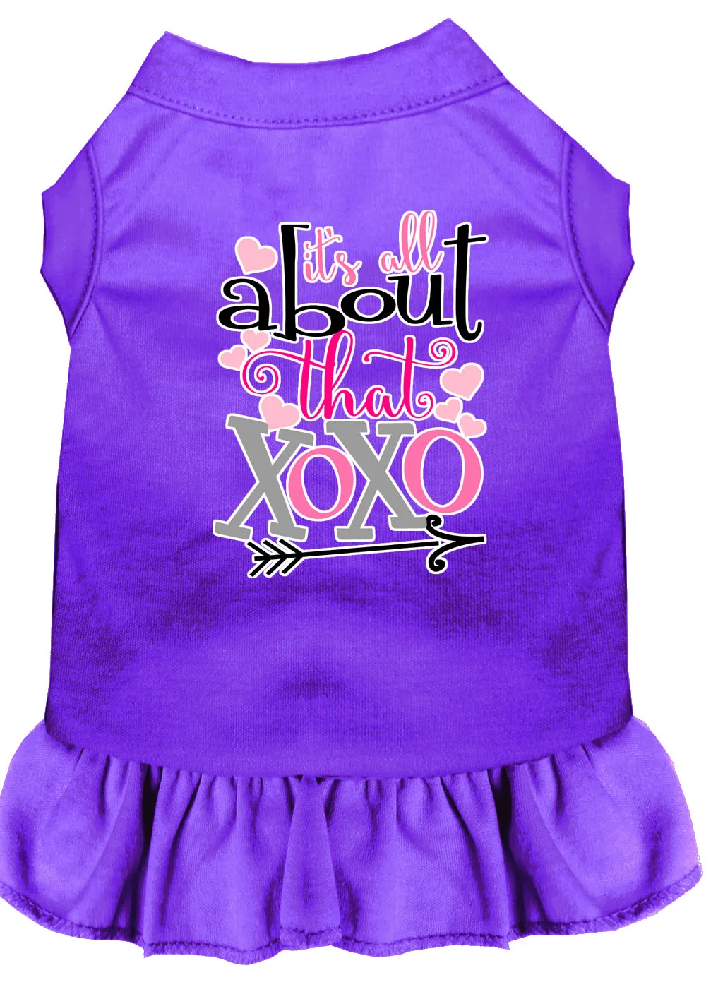 All About The Xoxo Screen Print Dog Dress Purple Lg