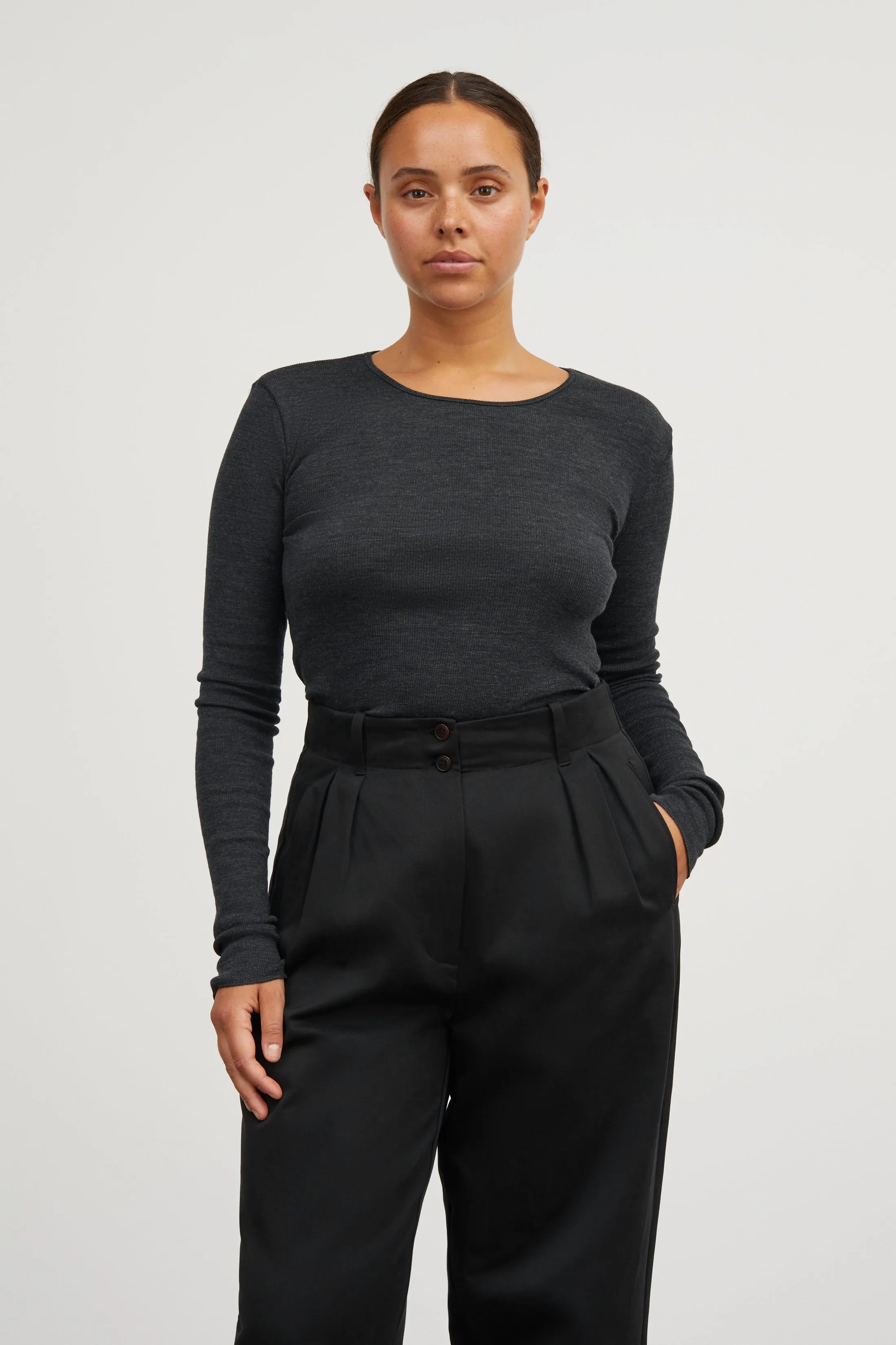 Amy Blouse - Dark Grey Melange