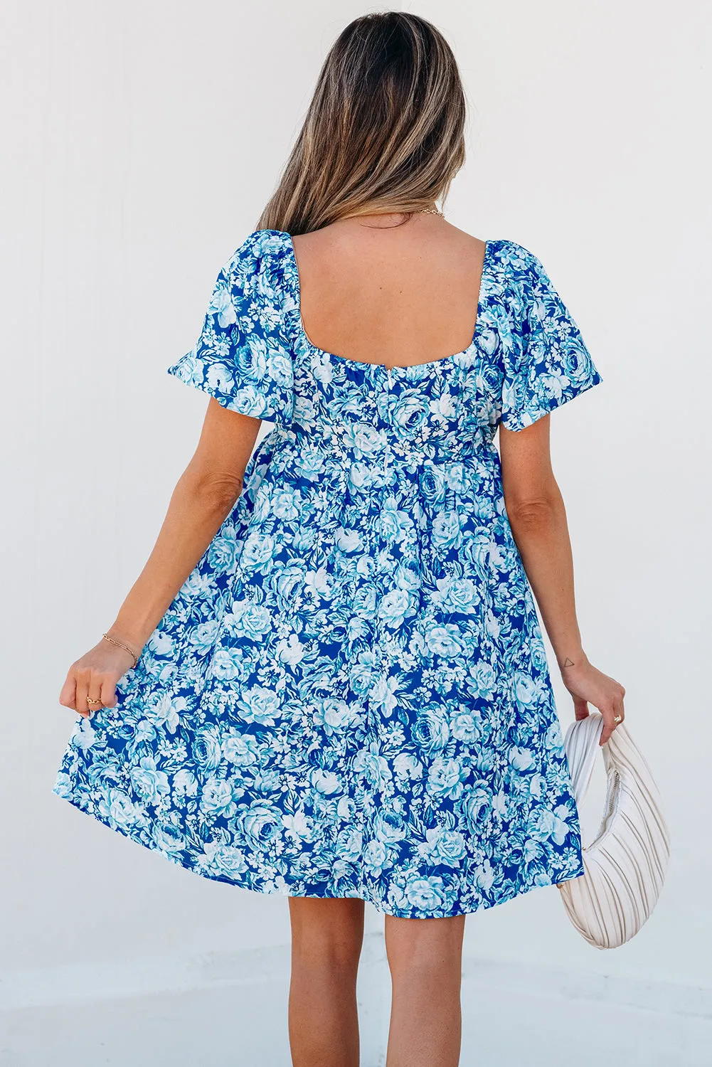 Azalea Floral Puff Sleeve Babydoll Mini Dress