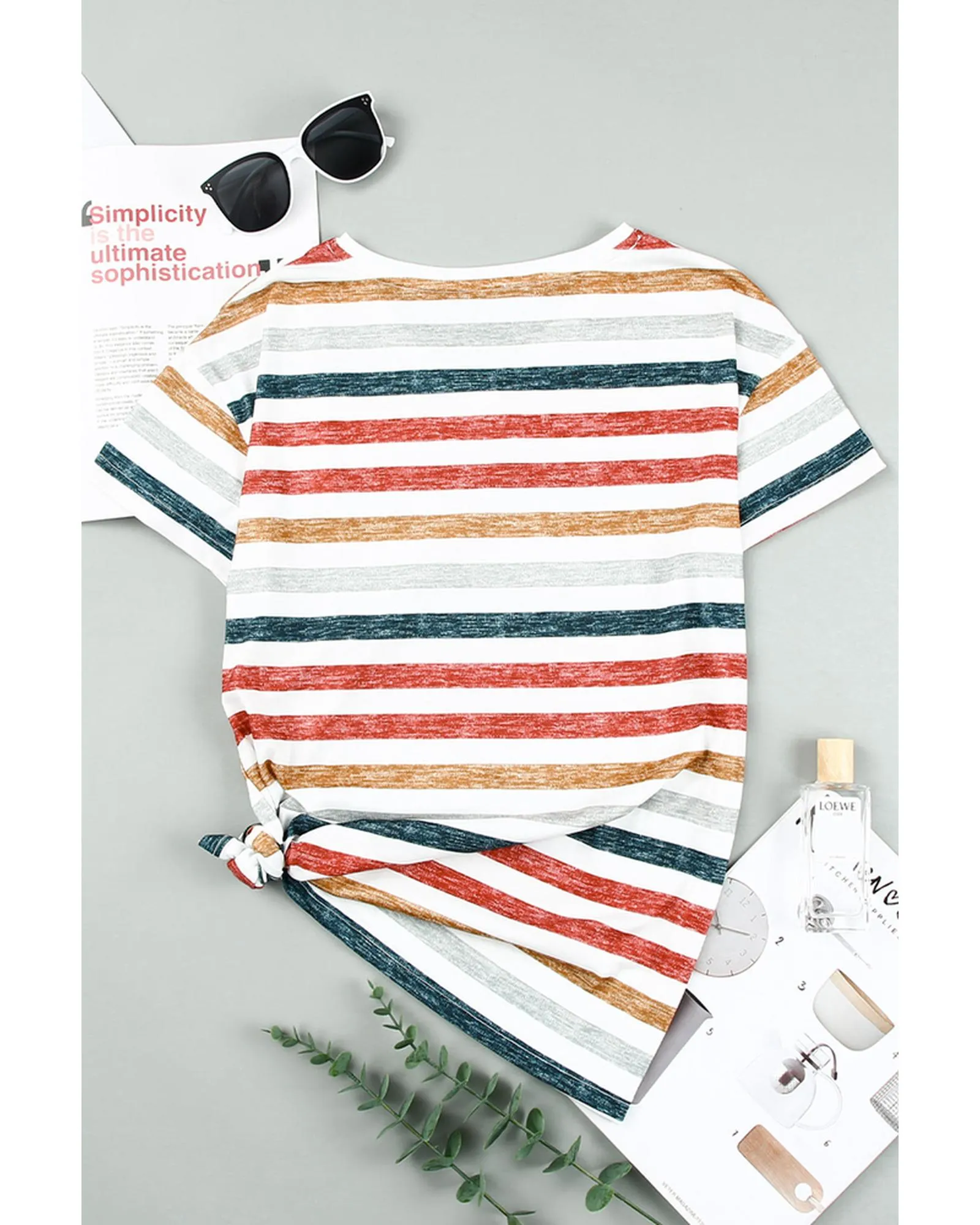 Azura Exchange Striped V Neck T-shirt - 2XL