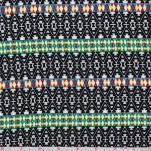 Black/White Diamond Stripe Rayon Challis Fabric