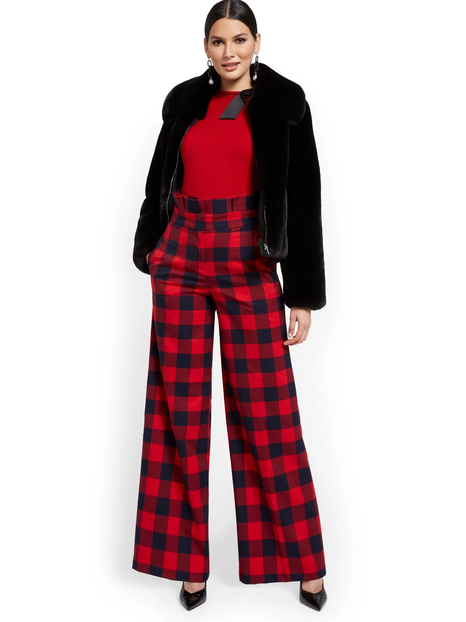Buffalo Check Paperbag-Waist Pant