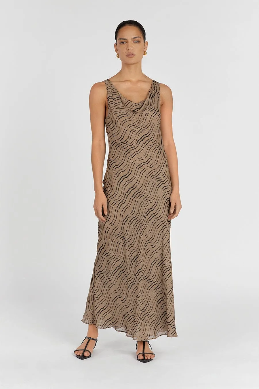 CLAIR CHOC COWL NECK MAXI DRESS