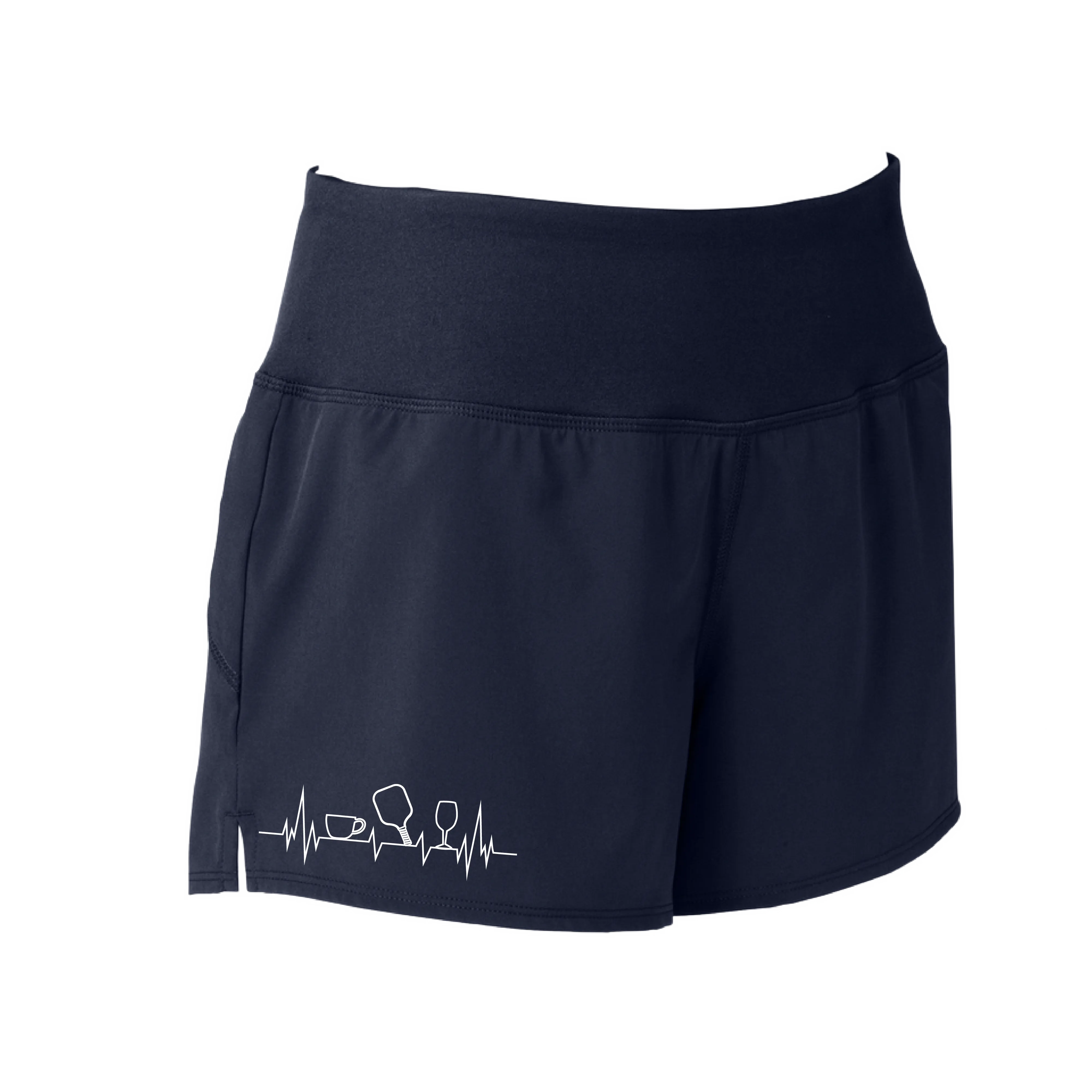 Coffee, Pickleball, Wine Heartbeat EKG | Women's Pickleball Shorts