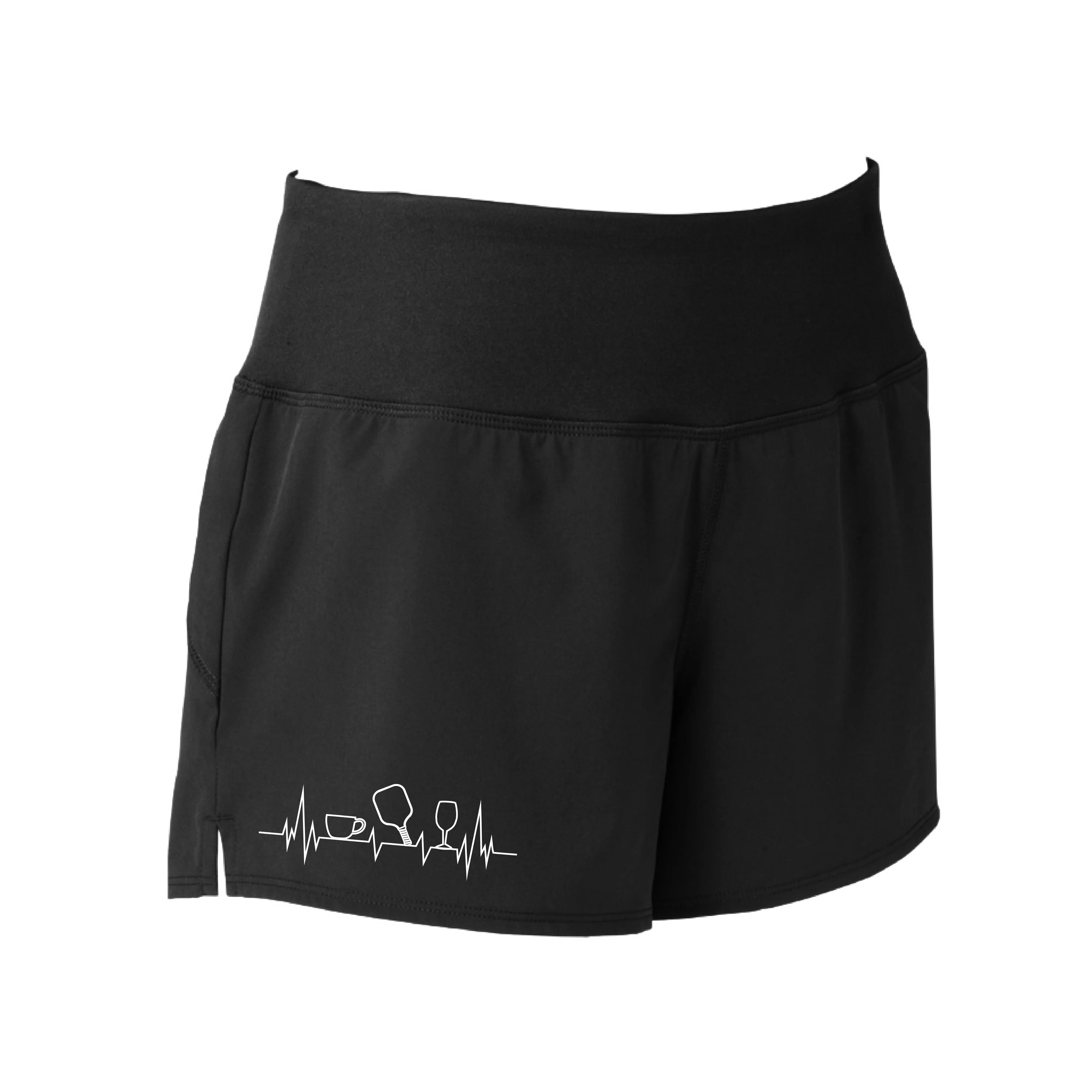 Coffee, Pickleball, Wine Heartbeat EKG | Women's Pickleball Shorts
