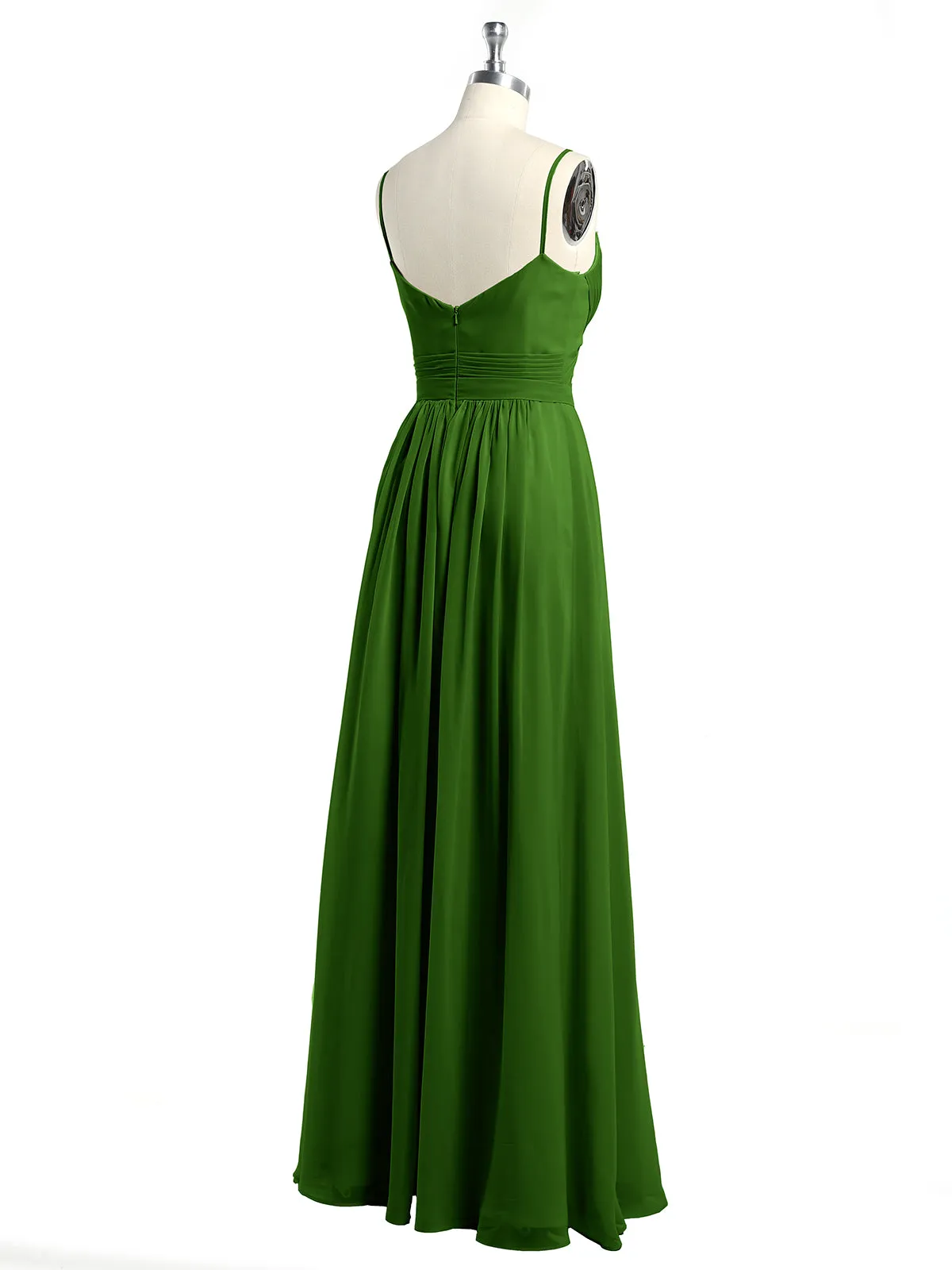 Cross Pleated Bodice Spaghetti Strap Dresses Moss Plus Size