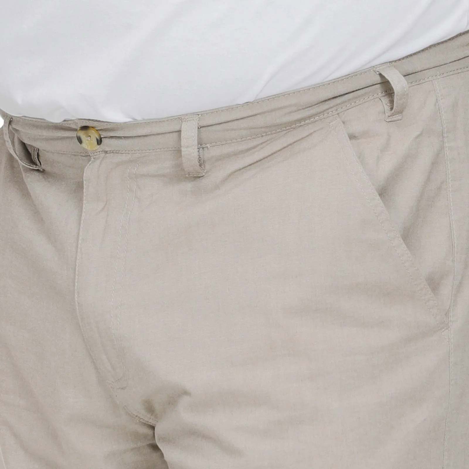 D555 Mens Elon Big & Tall Stretch Chino Chambrey Shorts - Stone