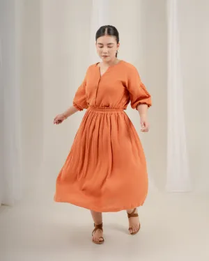 Daichi Organic Wrinkle Cotton Skirt & Top Set : Rust