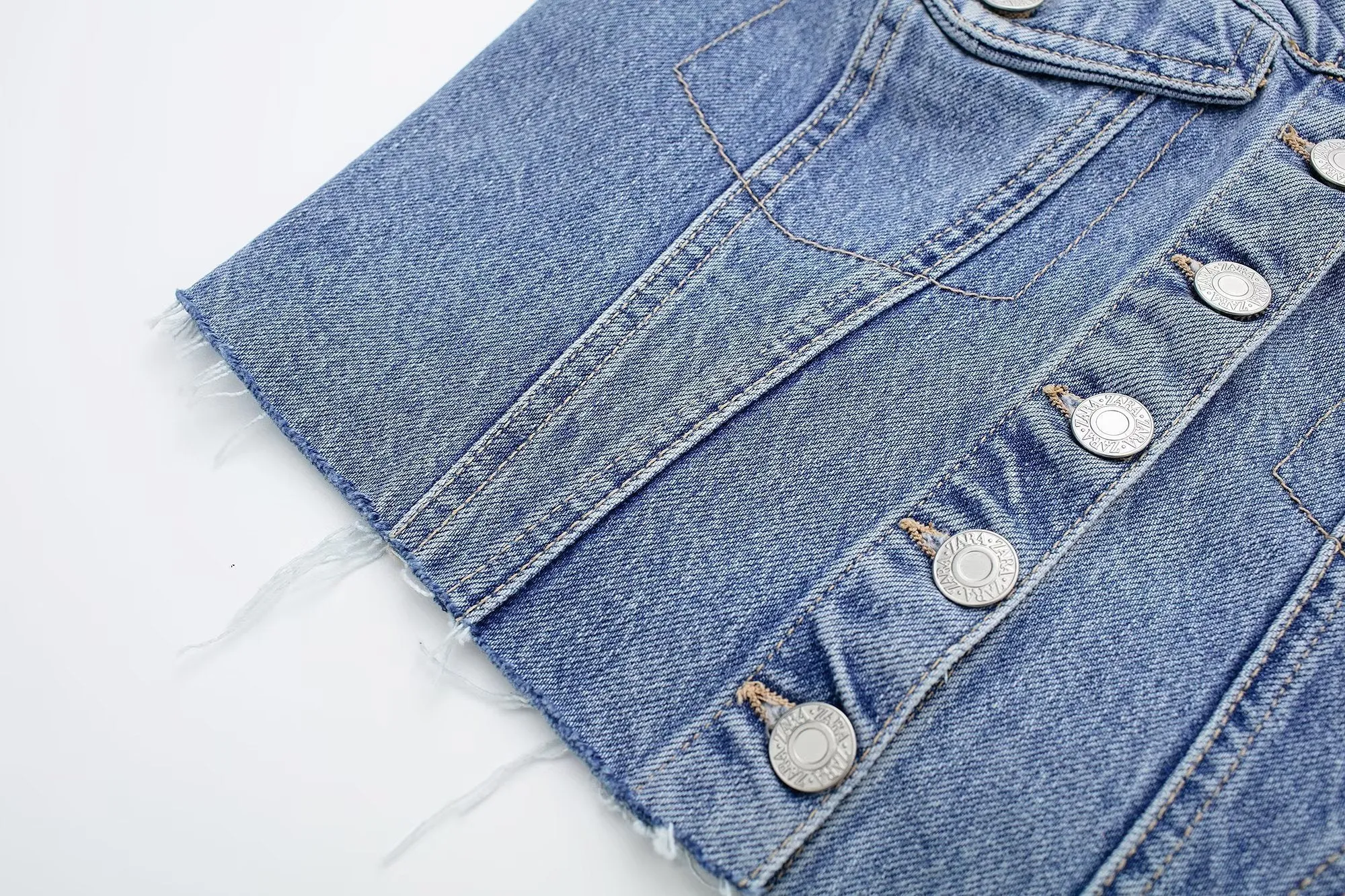DressBetty - Blue Denim Buttoned Bandeau Top High Street Vintage Slim Female Chic Short Tops