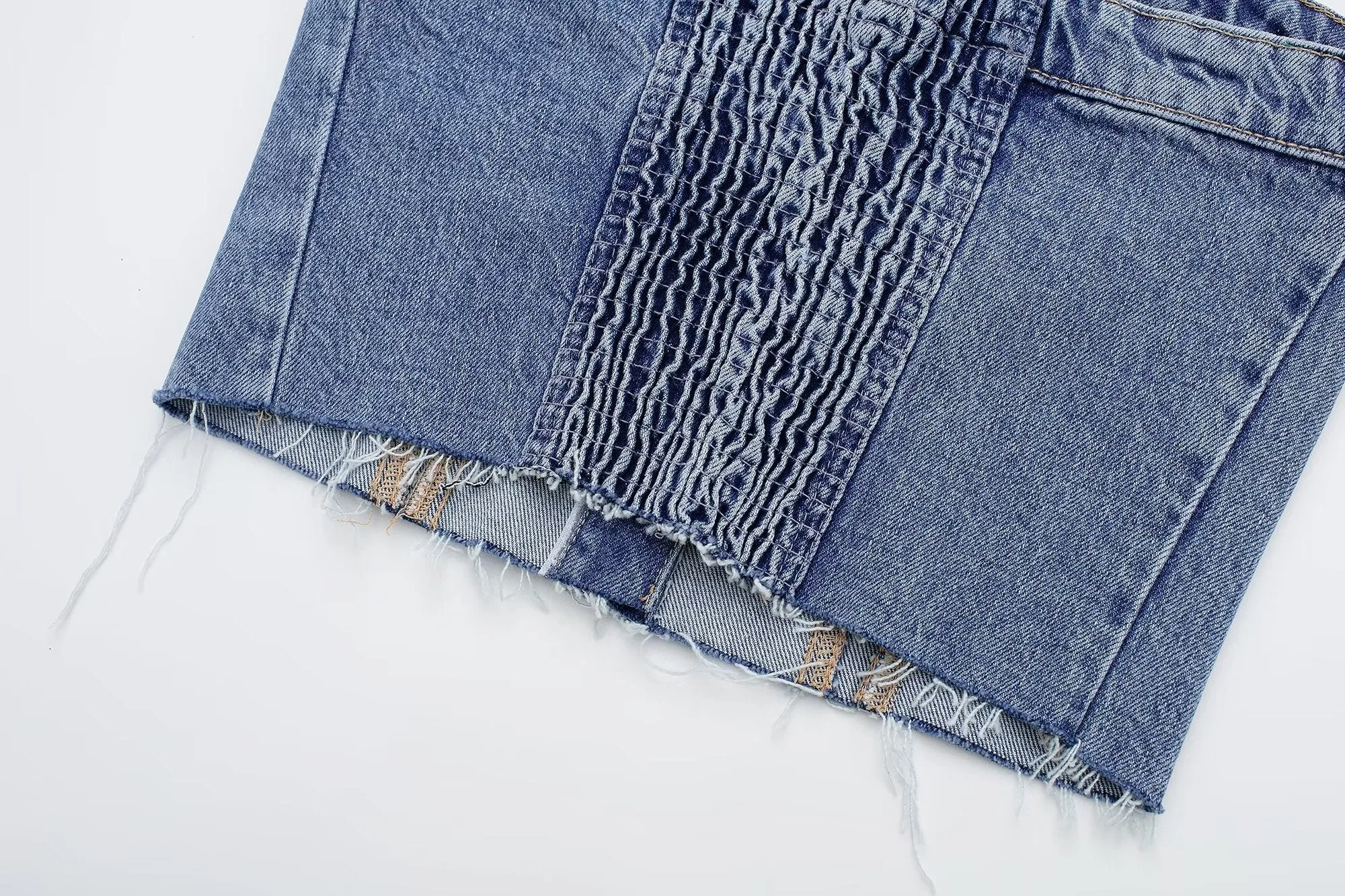 DressBetty - Blue Denim Buttoned Bandeau Top High Street Vintage Slim Female Chic Short Tops