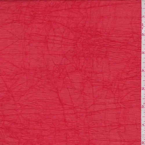 Fiery Red Crinkled Chiffon Fabric