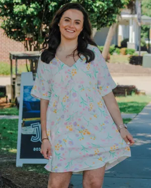 FINAL SALE Emily Lined Ivory Floral Dress
