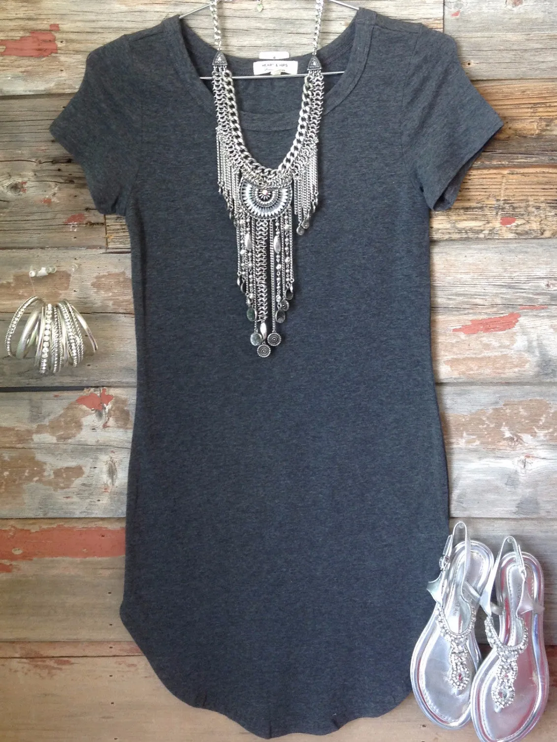 Fun in the Sun Tunic Dress: Charcoal