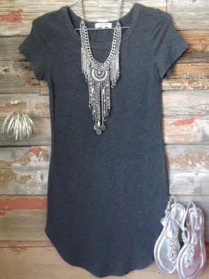 Fun in the Sun Tunic Dress: Charcoal