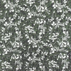 Green-Multi Floral Printed Stretch Poly-Cotton French Terry Knit Fabric