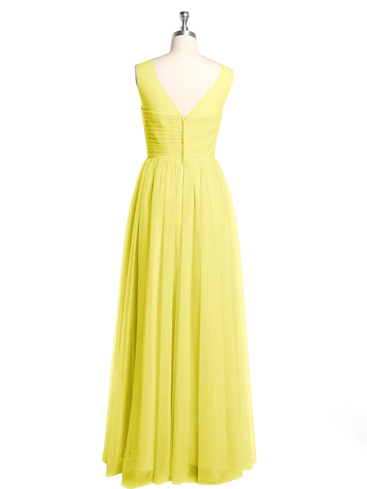 Illusion Neck Cross Tulle Bridesmaid Dresses-Lemon Plus Size