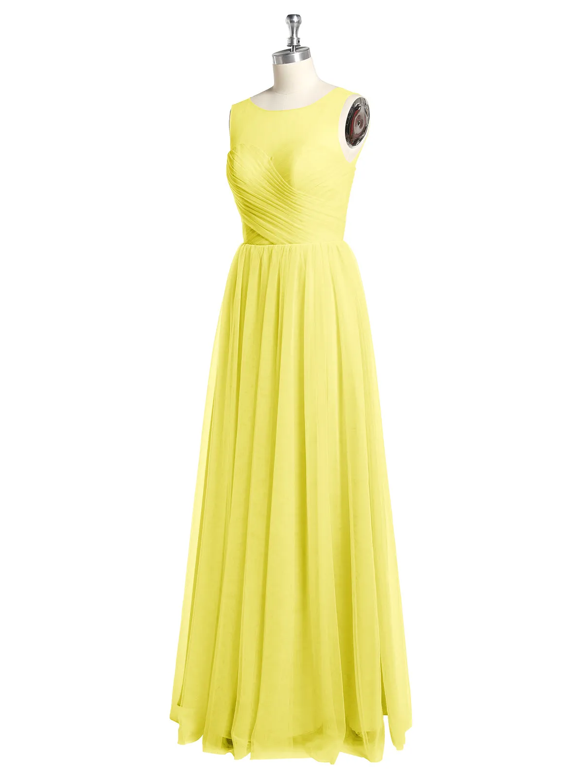 Illusion Neck Cross Tulle Bridesmaid Dresses-Lemon Plus Size