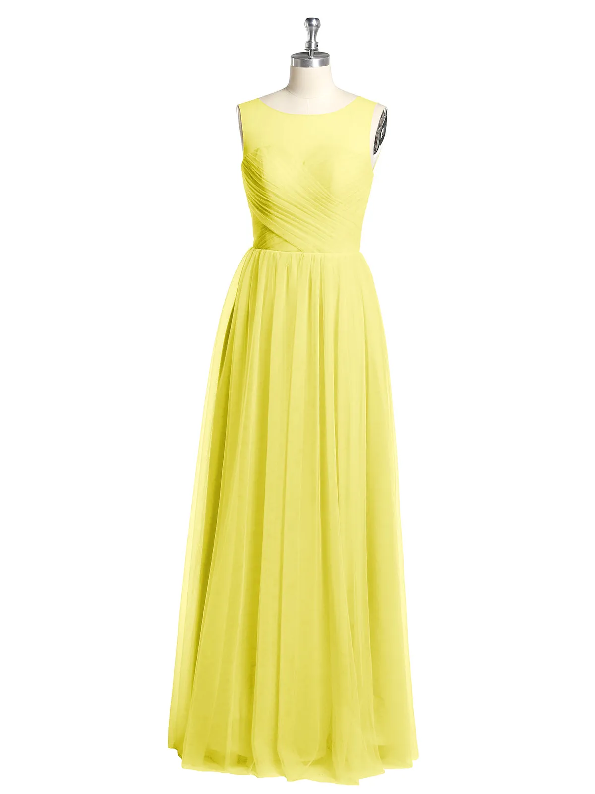 Illusion Neck Cross Tulle Bridesmaid Dresses-Lemon Plus Size