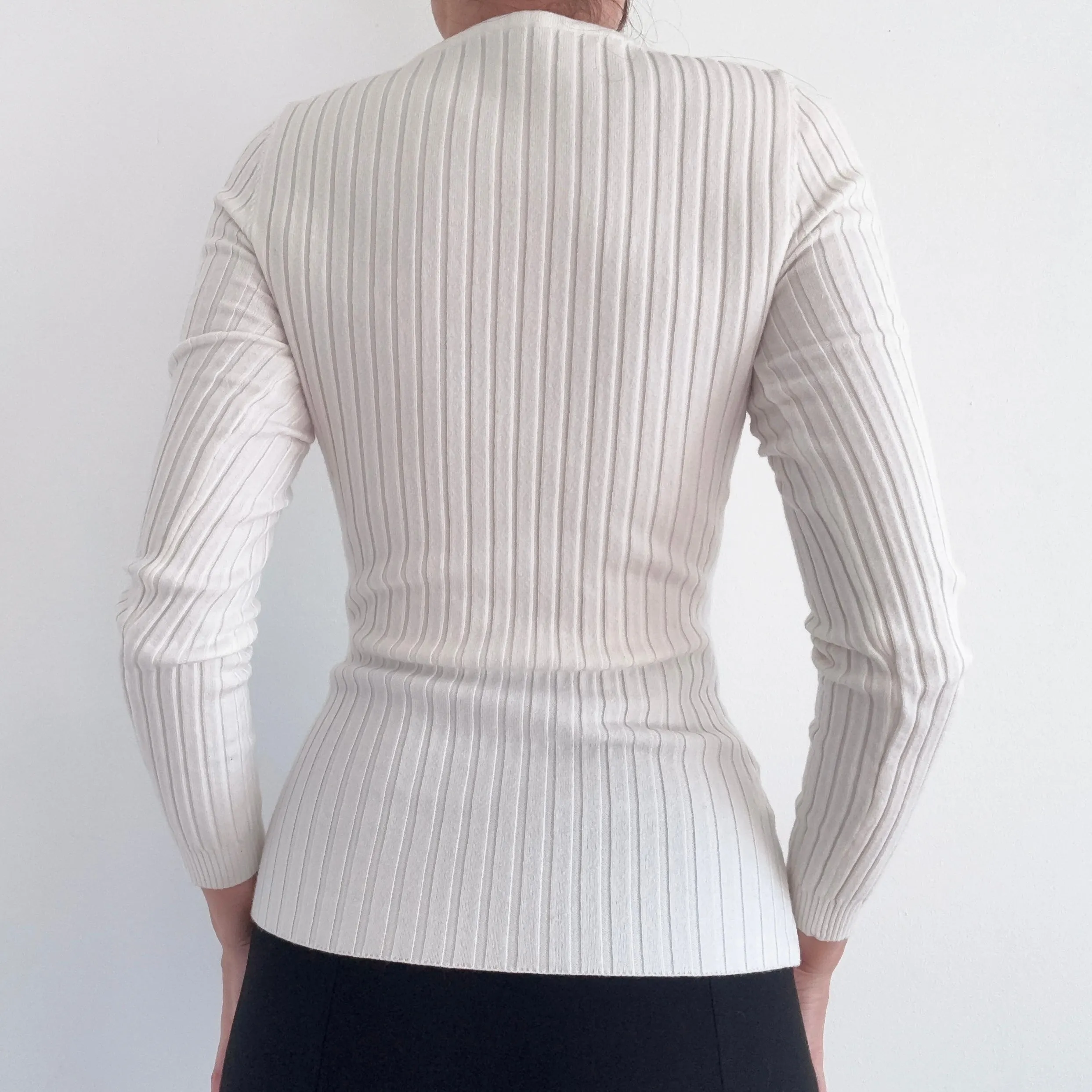 Ivory Ribbed Knit Long Sleeve Top / SZ S-M