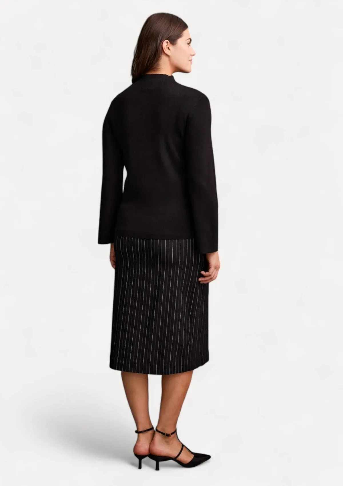 Jayda Long Sleeve Funnel Neck Sweater - Black