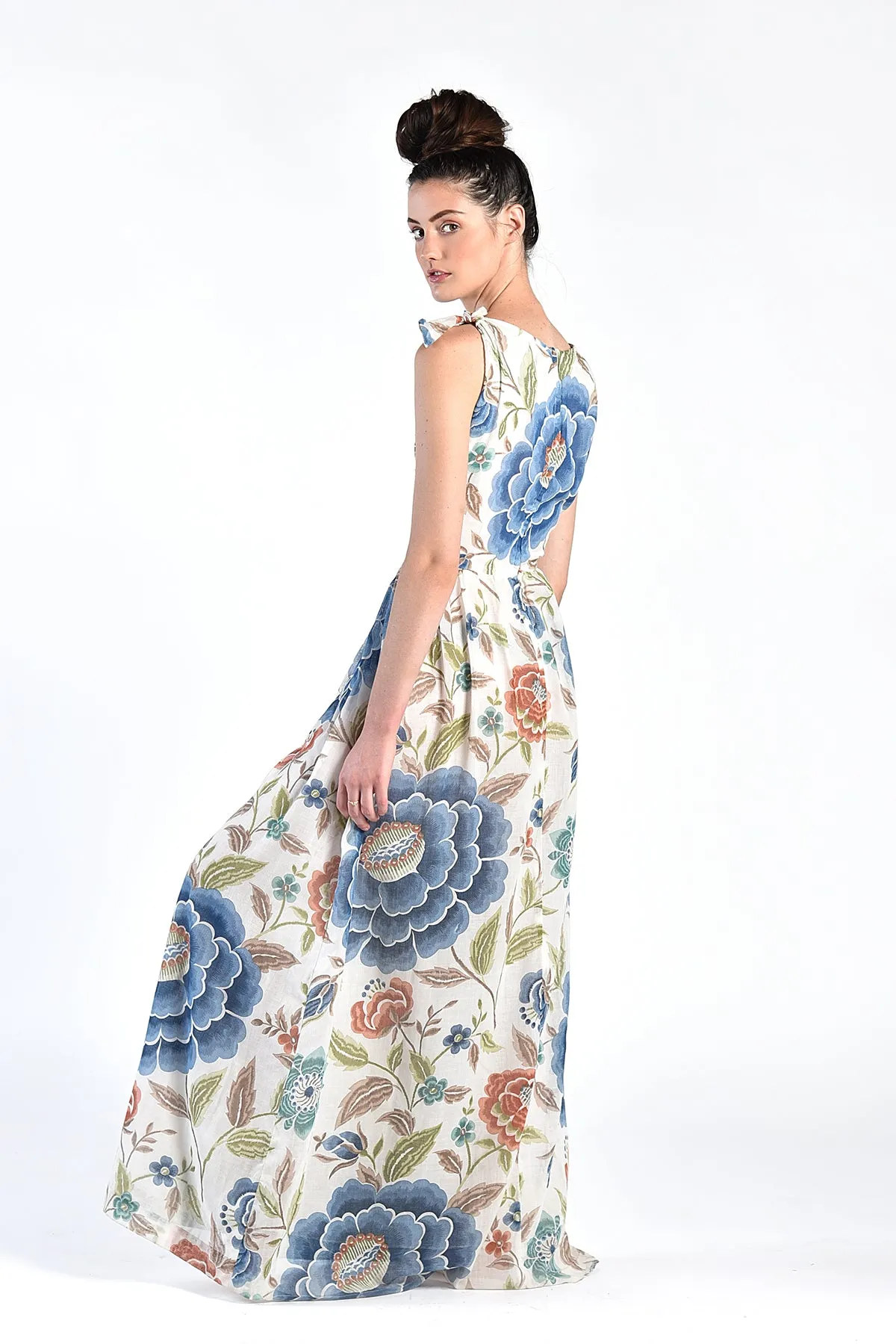 Juliette 1970s Floral Gauze Maxi Dress