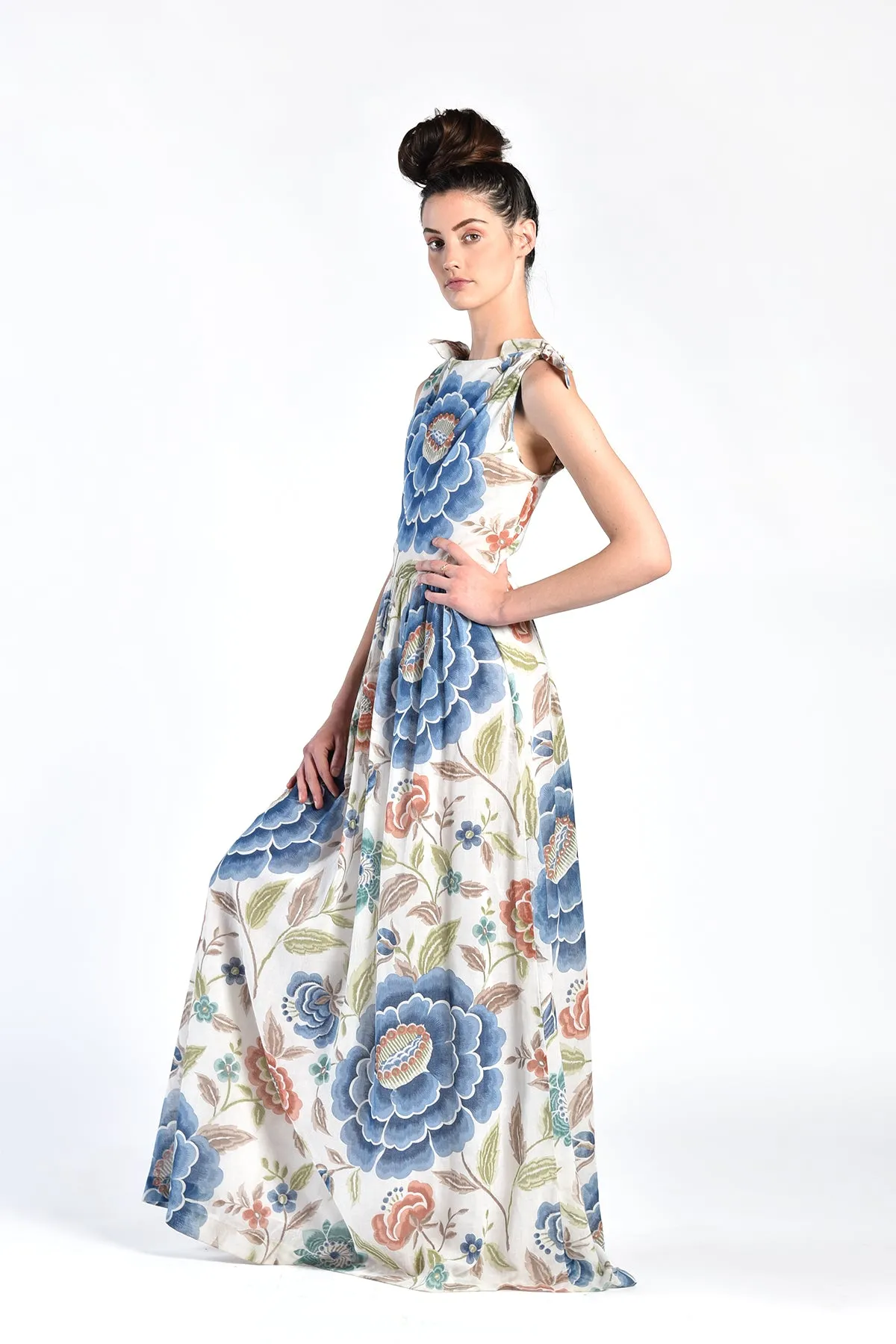 Juliette 1970s Floral Gauze Maxi Dress