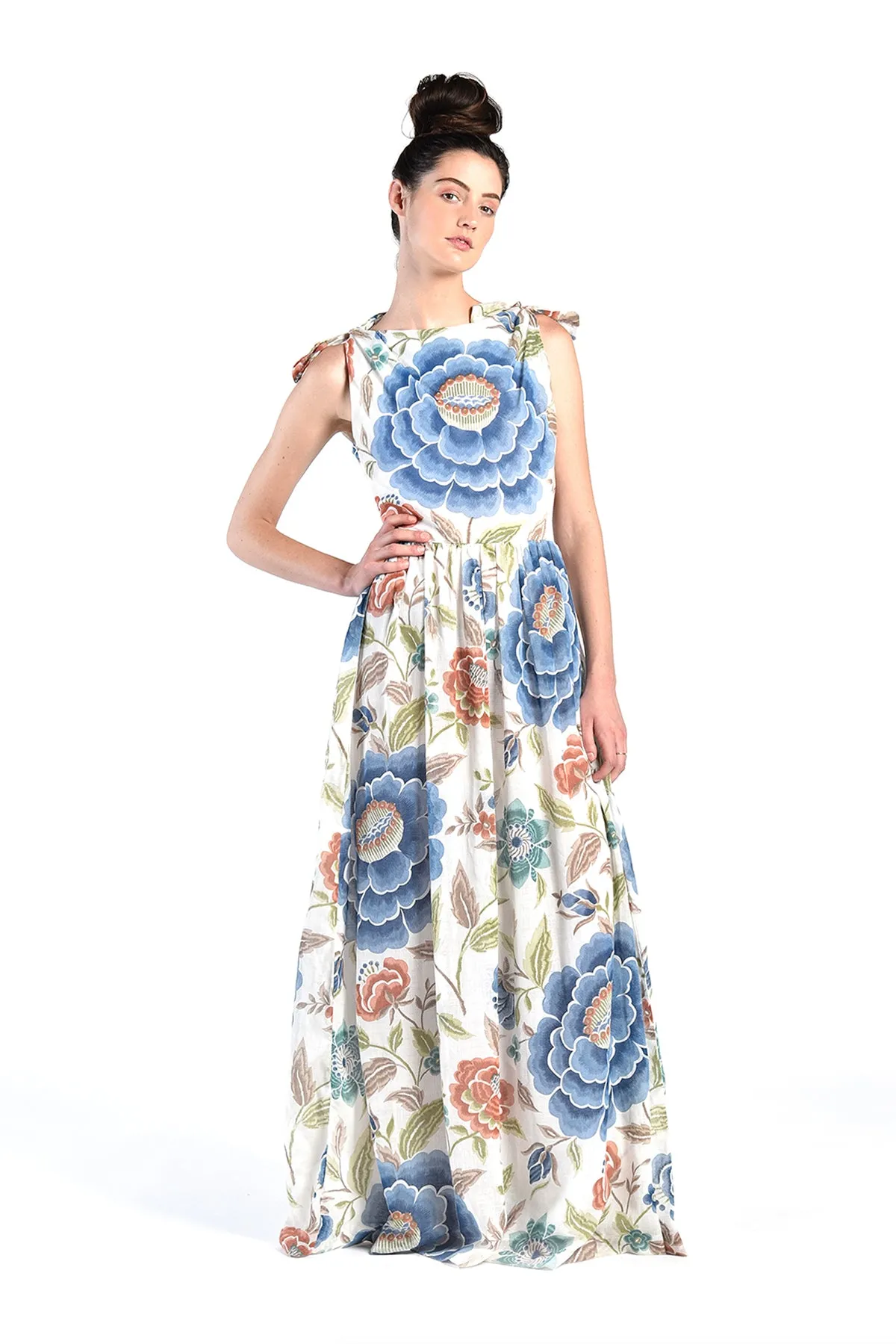 Juliette 1970s Floral Gauze Maxi Dress