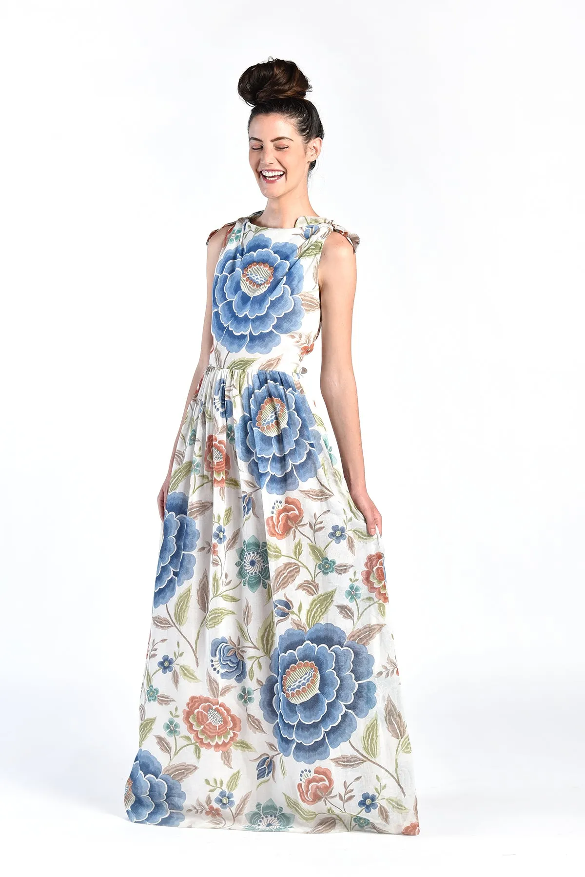 Juliette 1970s Floral Gauze Maxi Dress