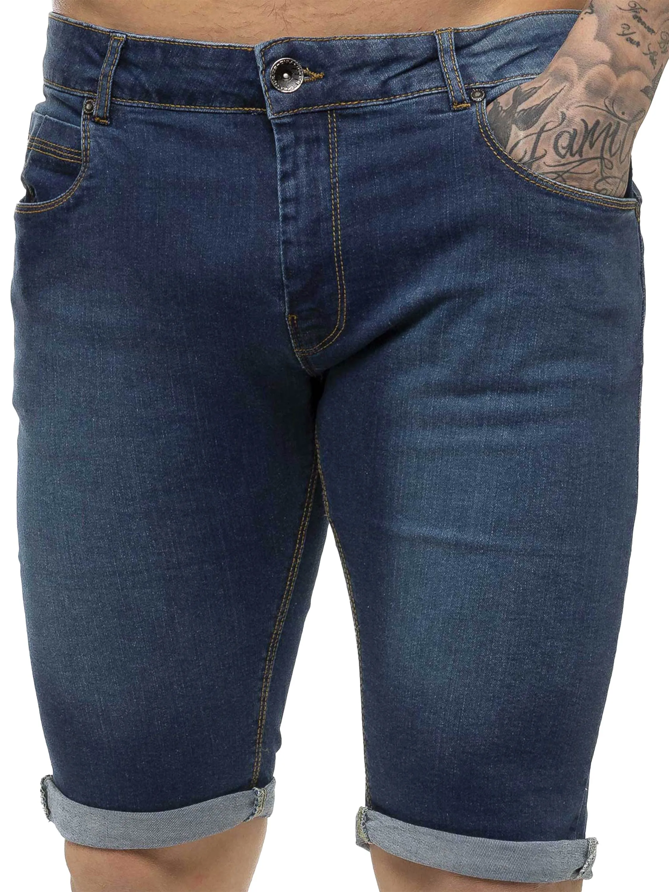 Kruze | Mens Denim Skinny Stretch Shorts