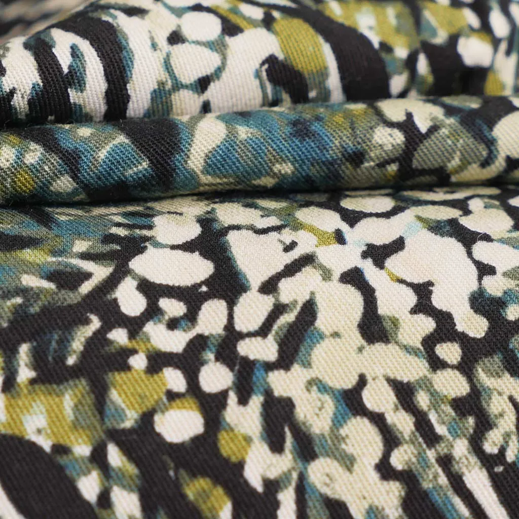 Linz - Green Wild Forest Viscose Woven Twill Fabric Sample