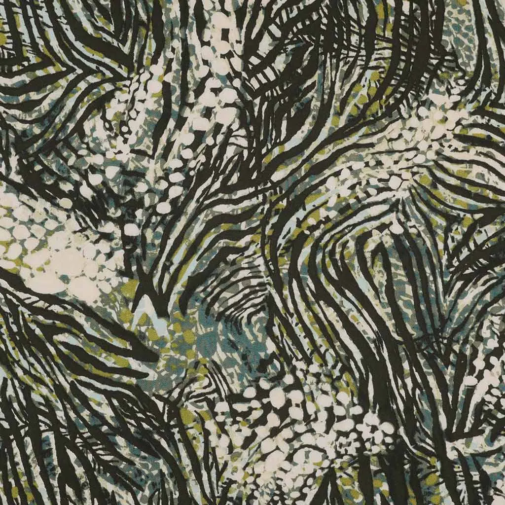 Linz - Green Wild Forest Viscose Woven Twill Fabric Sample
