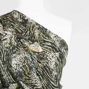 Linz - Green Wild Forest Viscose Woven Twill Fabric Sample