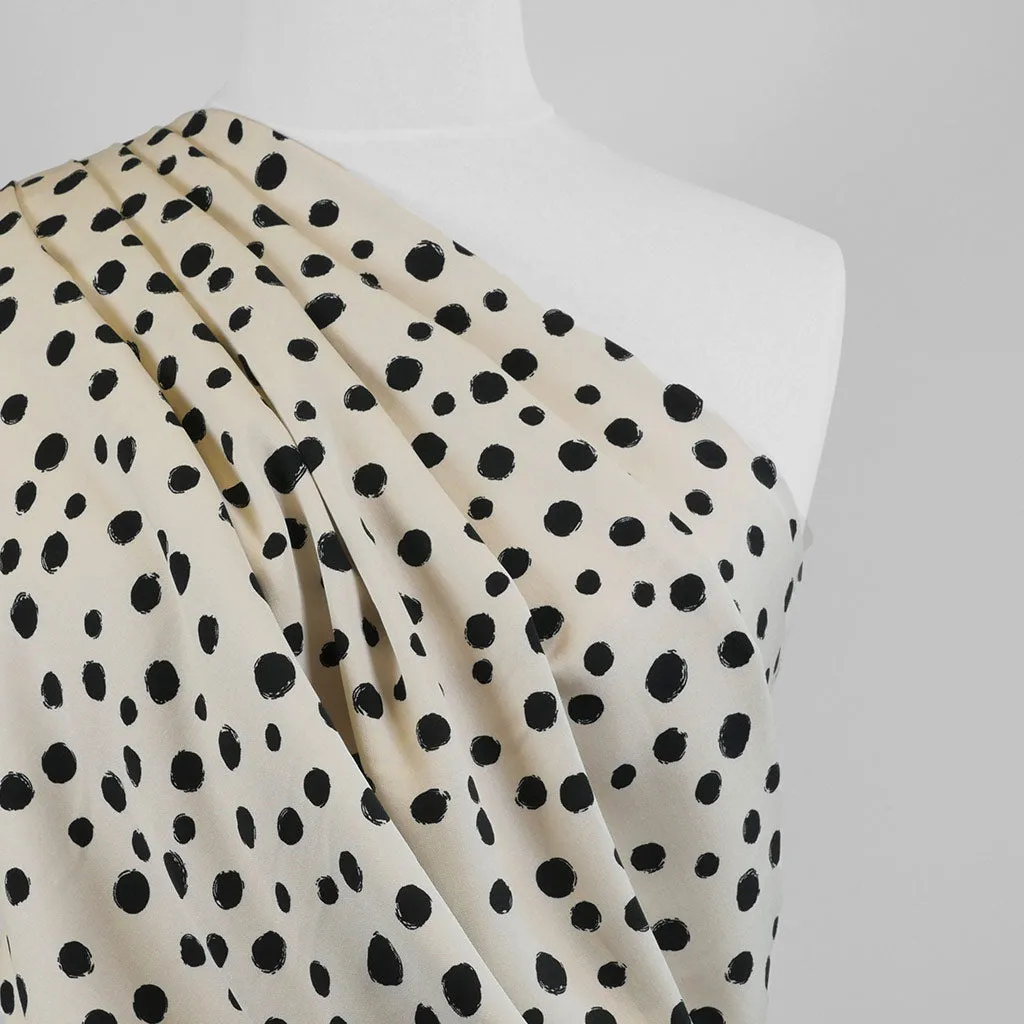 Linz - Parchment Cream Spotty Viscose Woven Twill Fabric