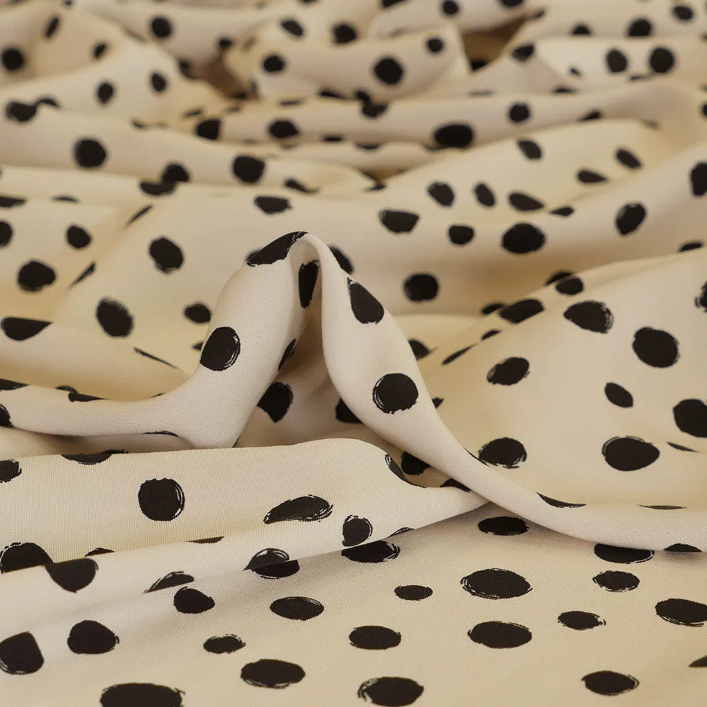 Linz - Parchment Cream Spotty Viscose Woven Twill Fabric