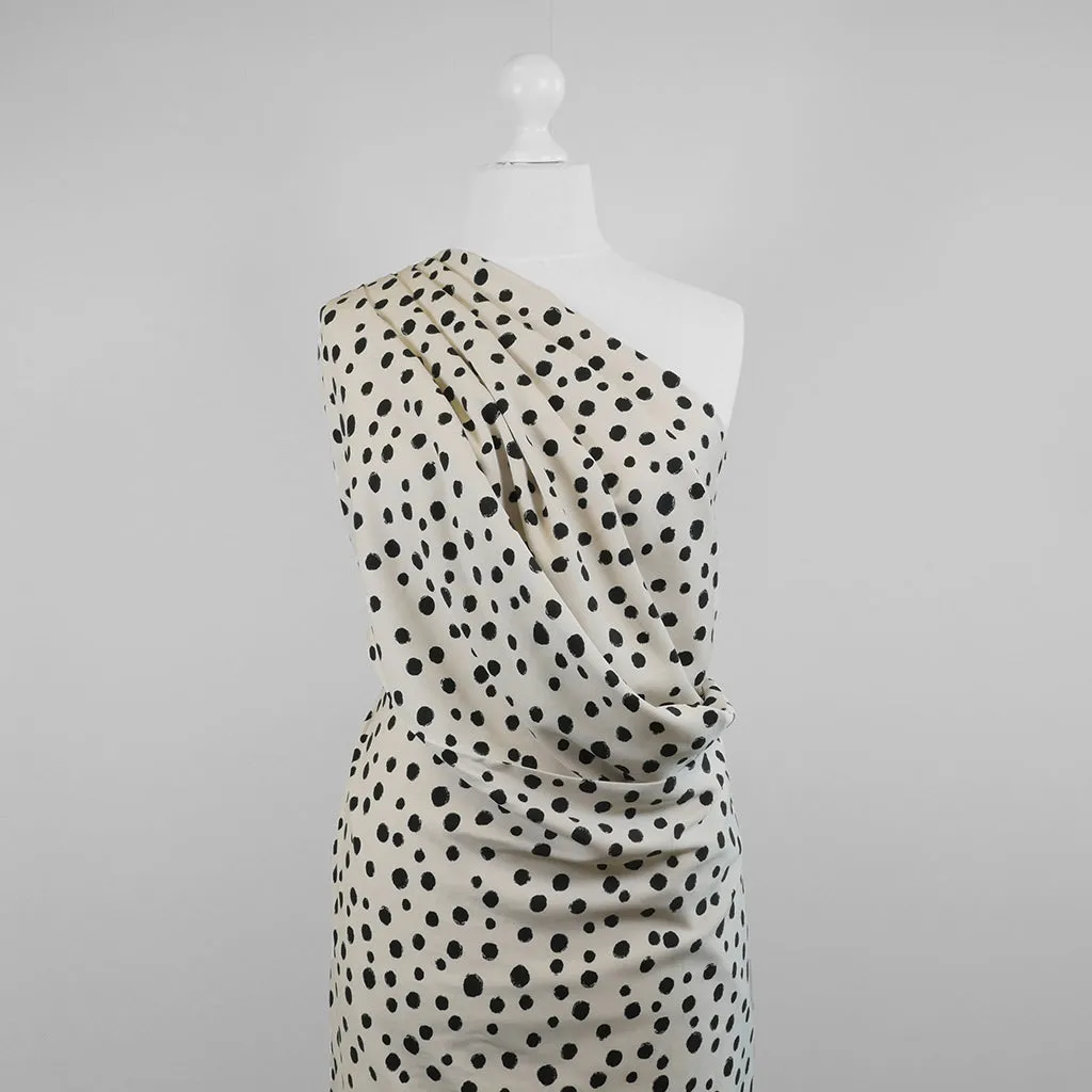 Linz - Parchment Cream Spotty Viscose Woven Twill Fabric