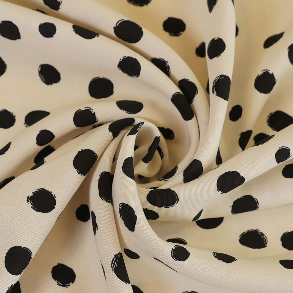 Linz - Parchment Cream Spotty Viscose Woven Twill Fabric