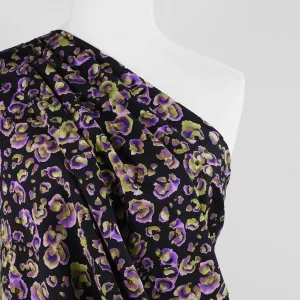 Linz - Purple Specks and Splotches Viscose Woven Twill Fabric Sample