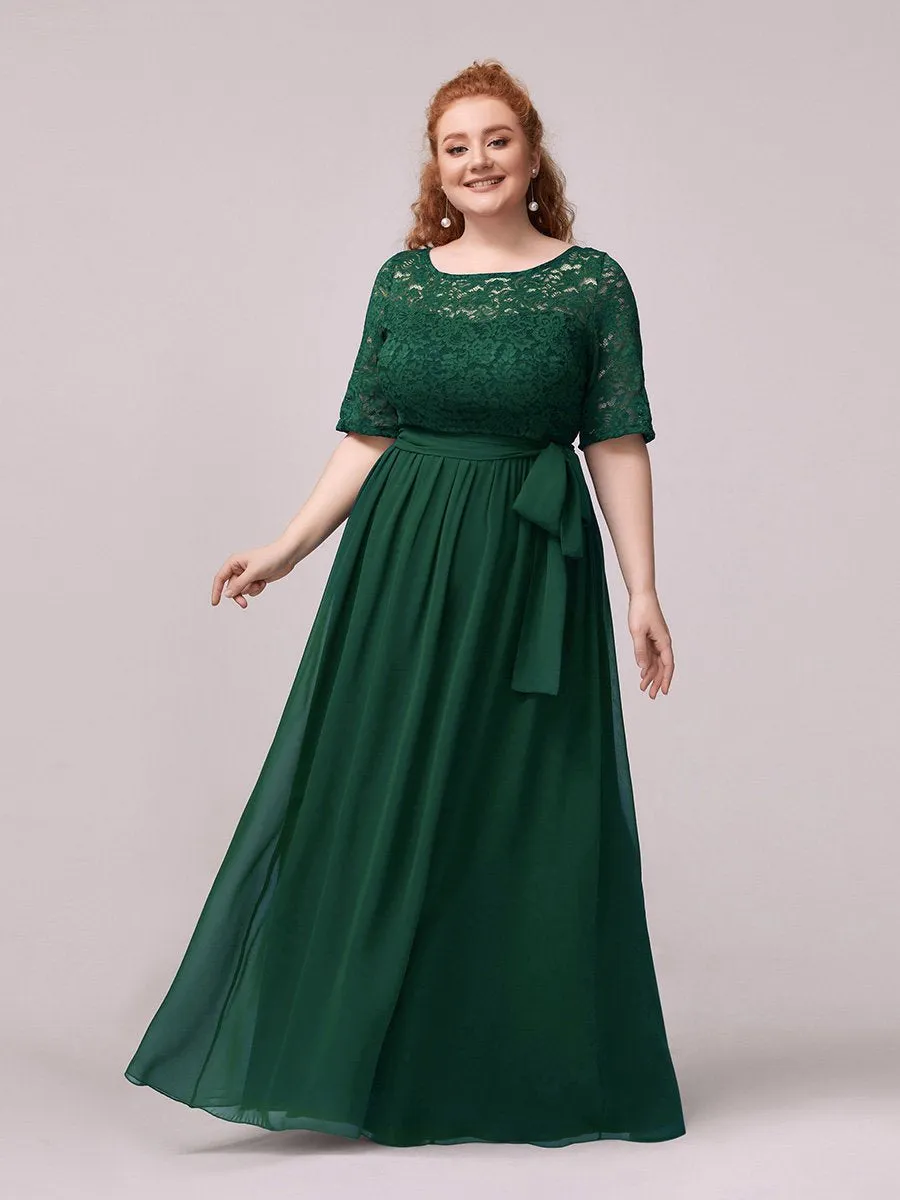Maxi Long Lace Illusion Wholesale Plus Size Mother Of Bride Dresses EZ07624