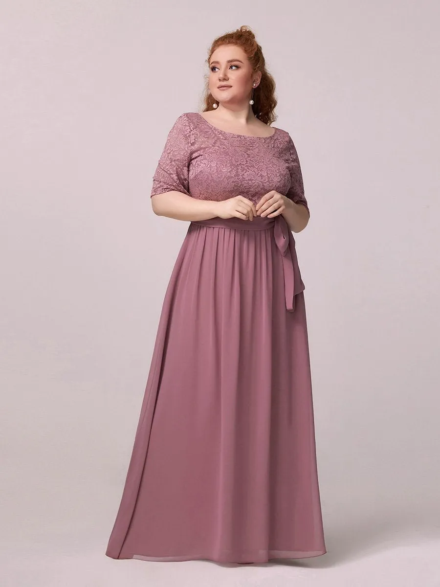 Maxi Long Lace Illusion Wholesale Plus Size Mother Of Bride Dresses EZ07624
