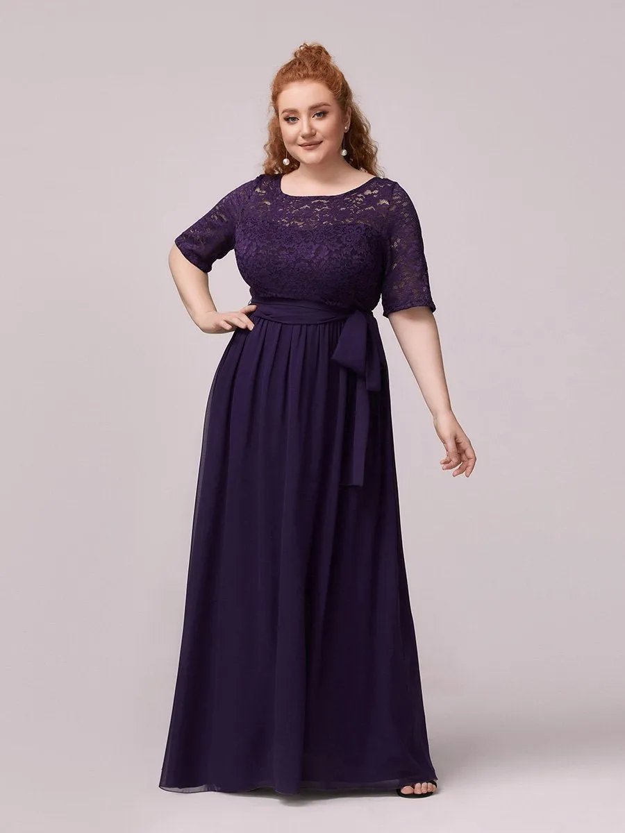 Maxi Long Lace Illusion Wholesale Plus Size Mother Of Bride Dresses EZ07624