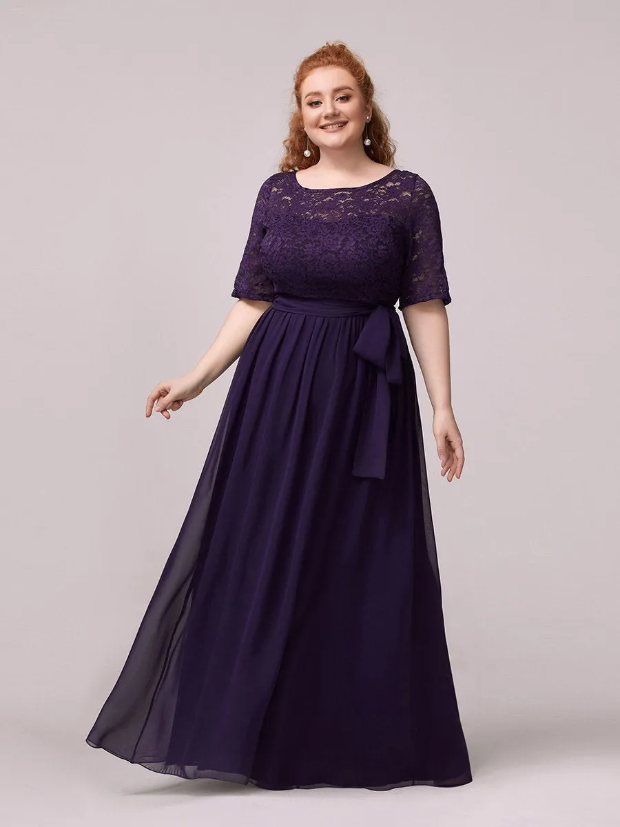 Maxi Long Lace Illusion Wholesale Plus Size Mother Of Bride Dresses EZ07624