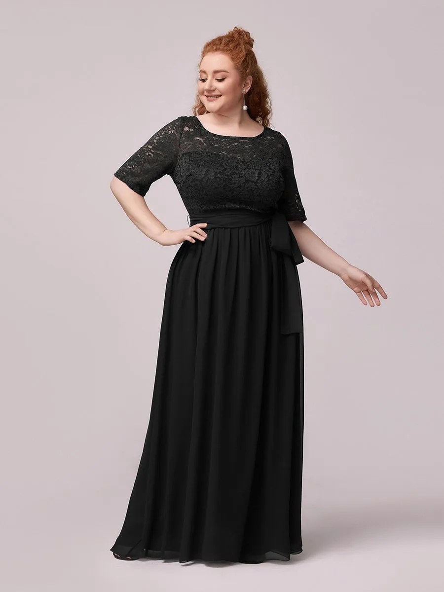 Maxi Long Lace Illusion Wholesale Plus Size Mother Of Bride Dresses EZ07624