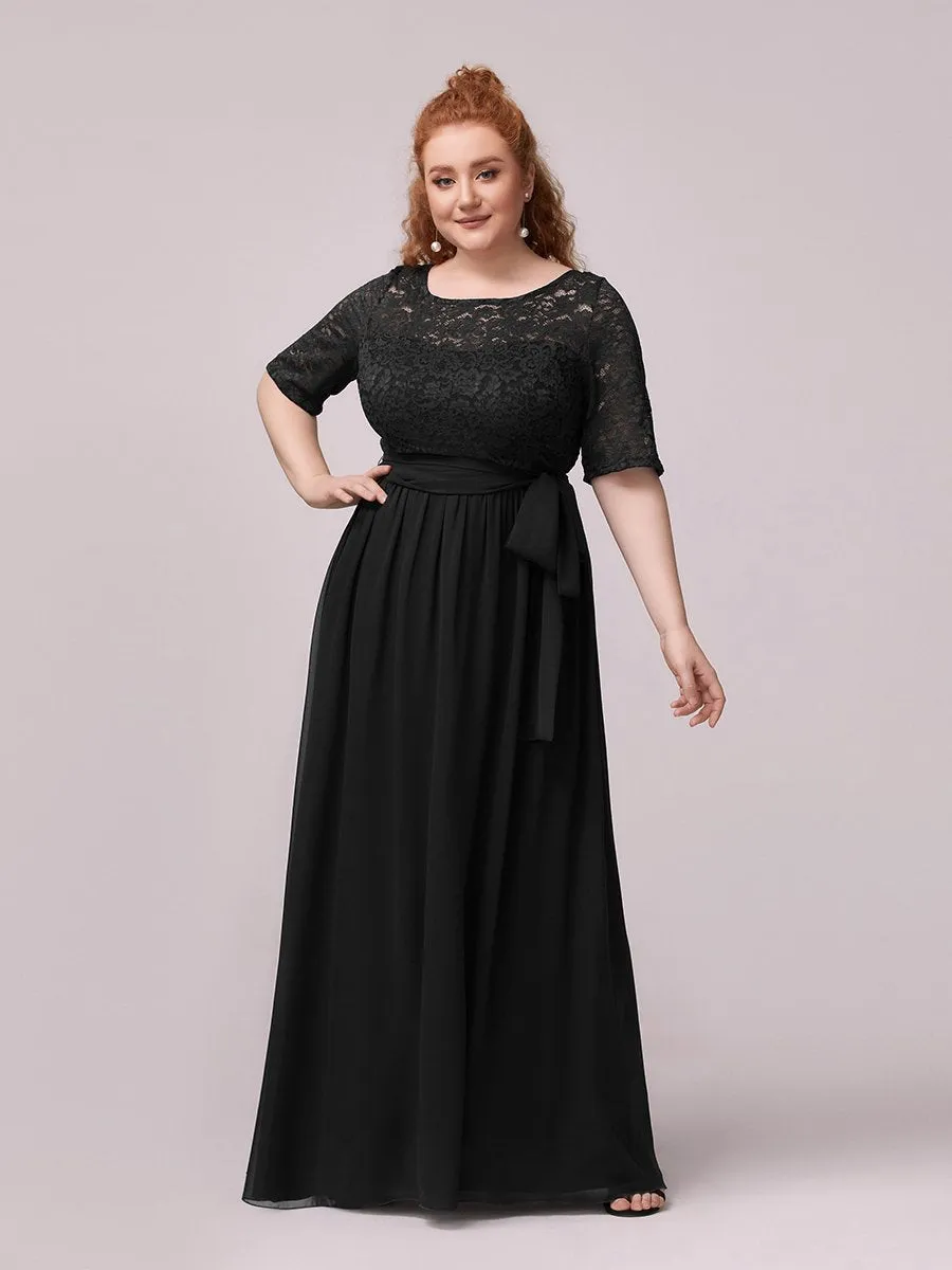 Maxi Long Lace Illusion Wholesale Plus Size Mother Of Bride Dresses EZ07624