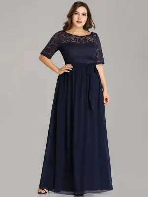 Maxi Long Lace Illusion Wholesale Plus Size Mother Of Bride Dresses EZ07624