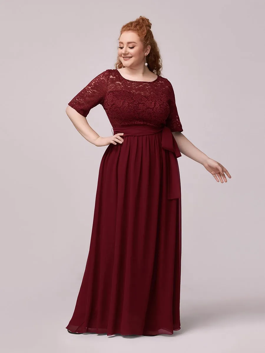 Maxi Long Lace Illusion Wholesale Plus Size Mother Of Bride Dresses EZ07624